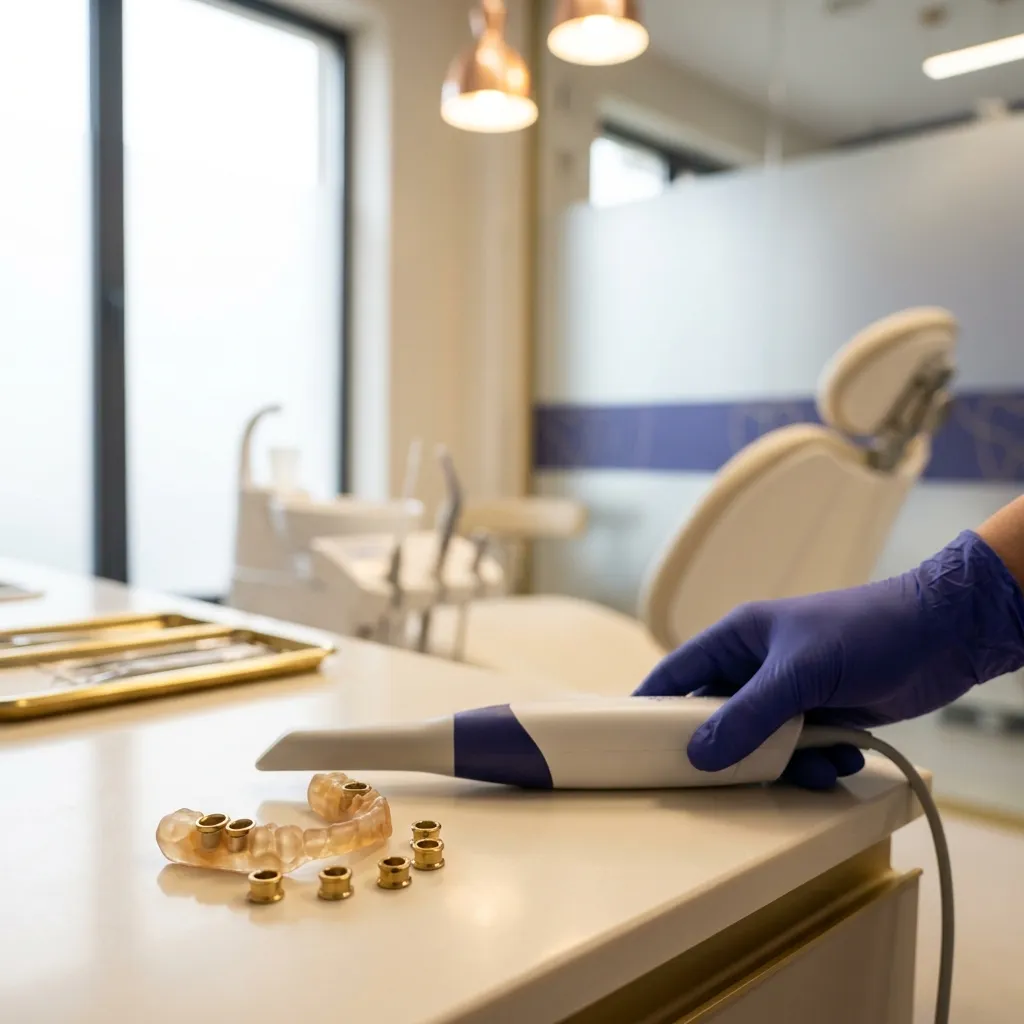 Ghid chirurgical printat 3D și scanner intraoral pe masa de lucru